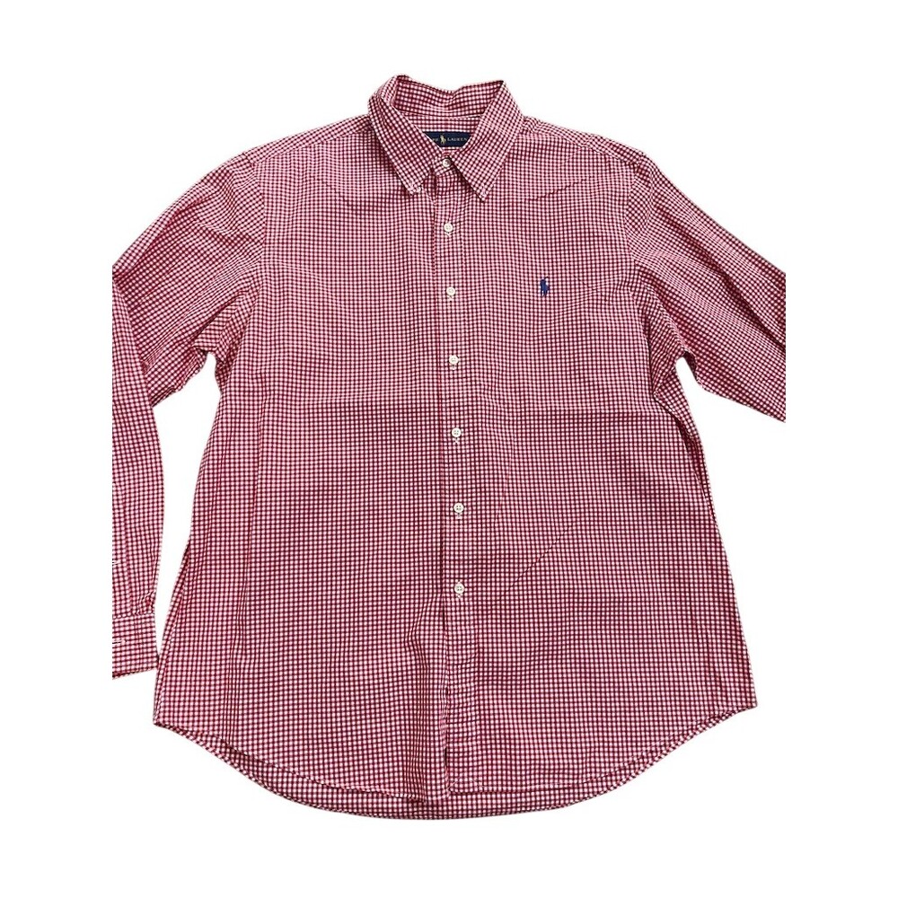 Polo Ralph Lauren Shirt Men's XL Red White Gingham Check Button Down - Picture 2 of 7